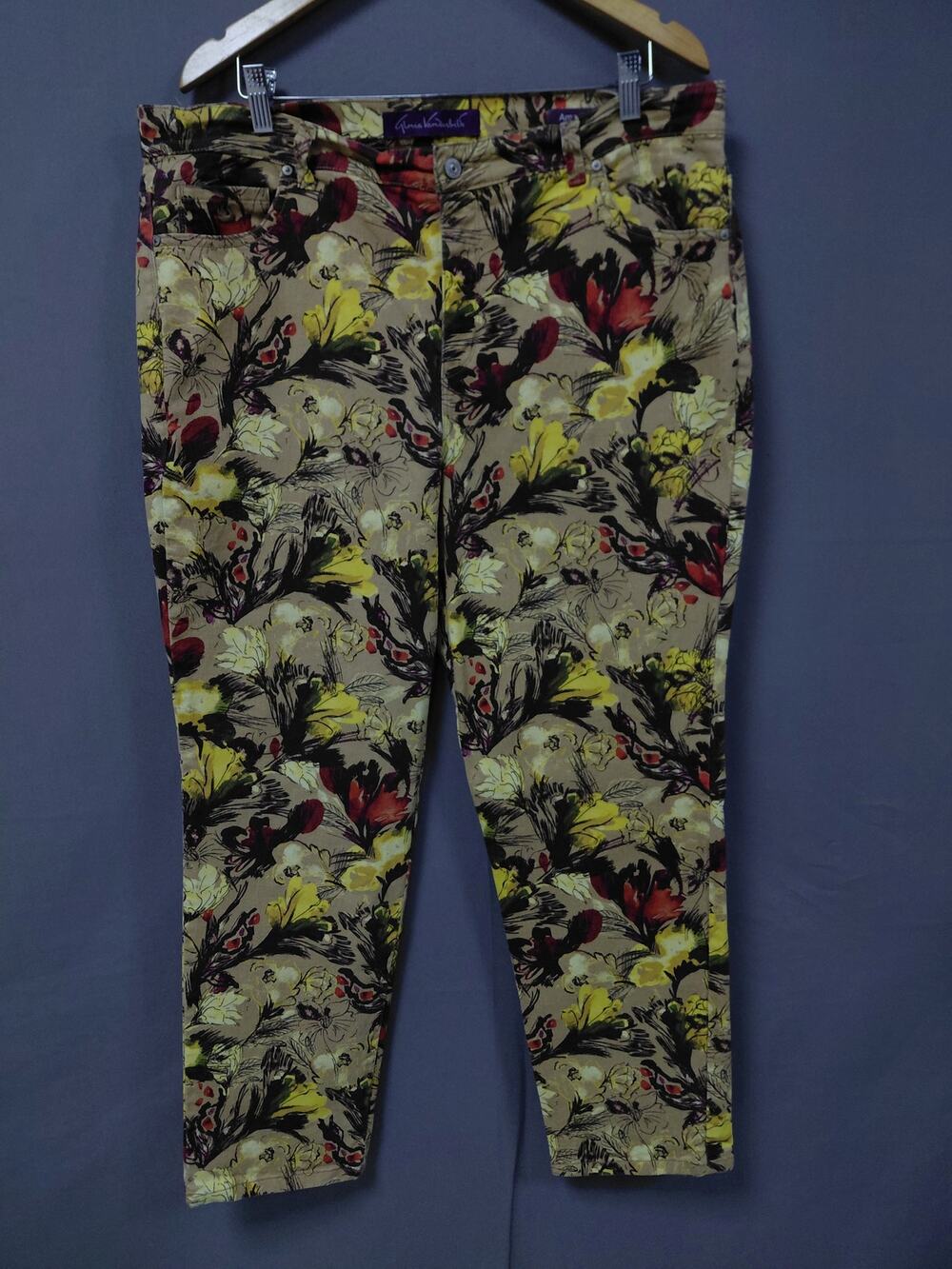 Gloria Vanderbilt Amanda Multicolor Floral Denim Jeans Women Size 16W